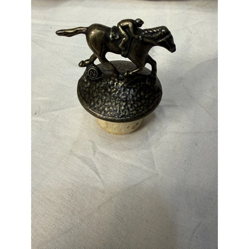 Blanton's Bourbon Horse Bottle Stopper Letter N Bronze Tone Metal Jockey Cork
